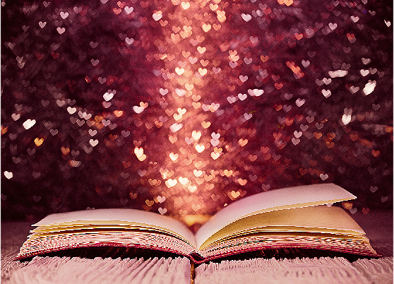 Open Book with Hearts
